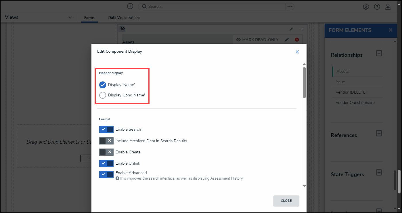 Display Long Name Radio Button