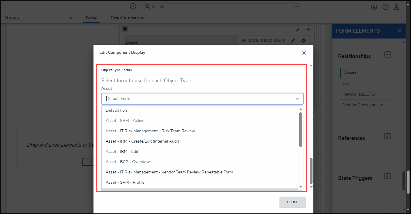 Object Type Forms Dropdown