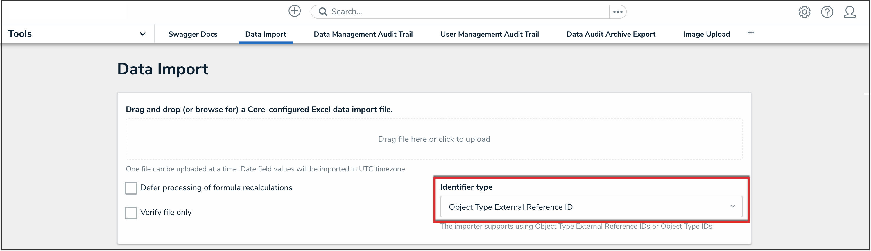 Identifier Type Dropdown