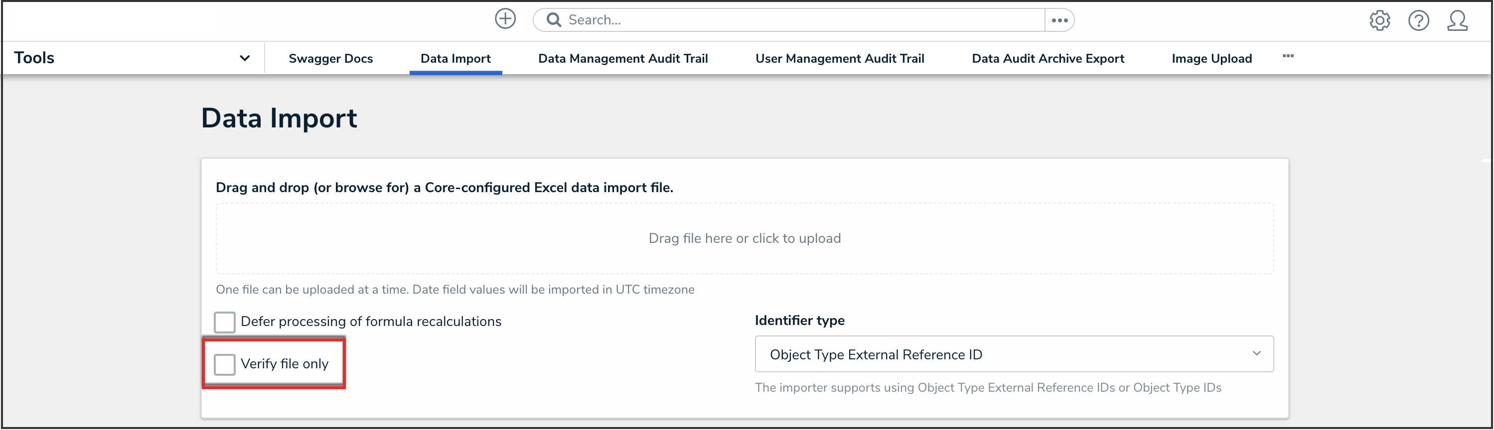 Verify File Only Checkbox