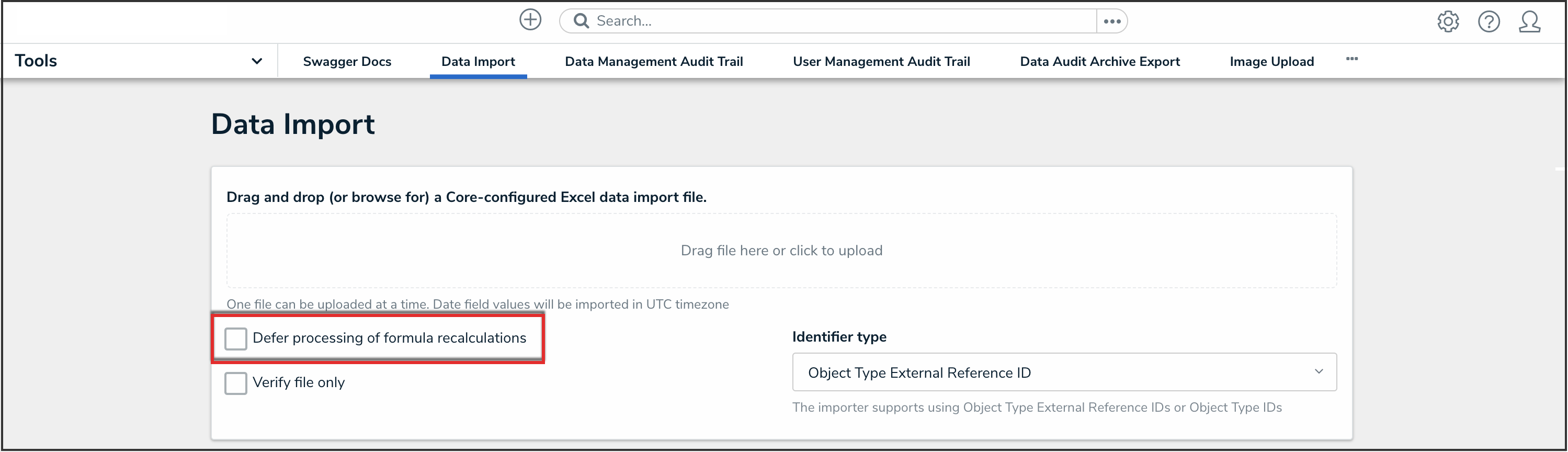 Defer Processing of Formula Recalculations Checkbox