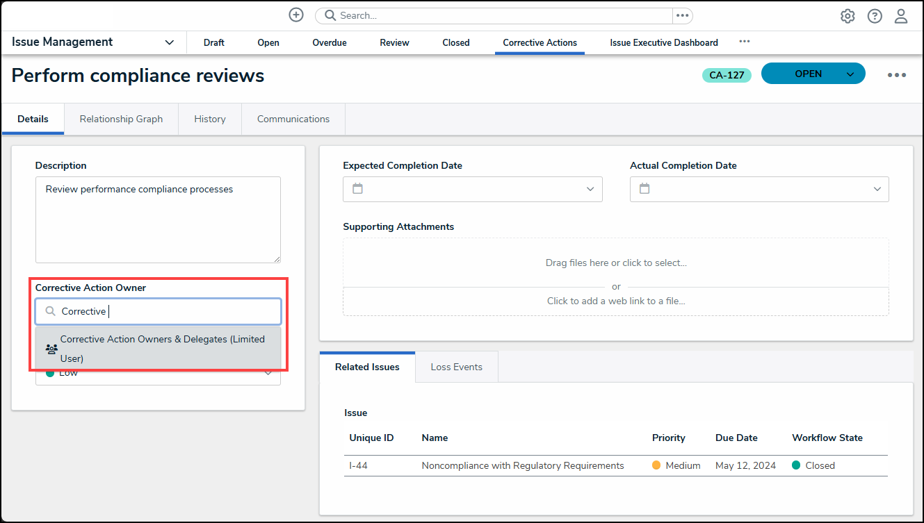 Corrective Action Owner Field.png