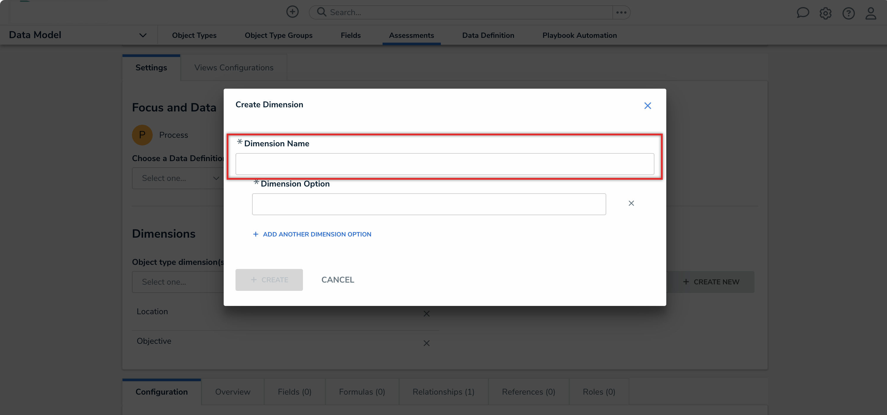 Dimension Name Field