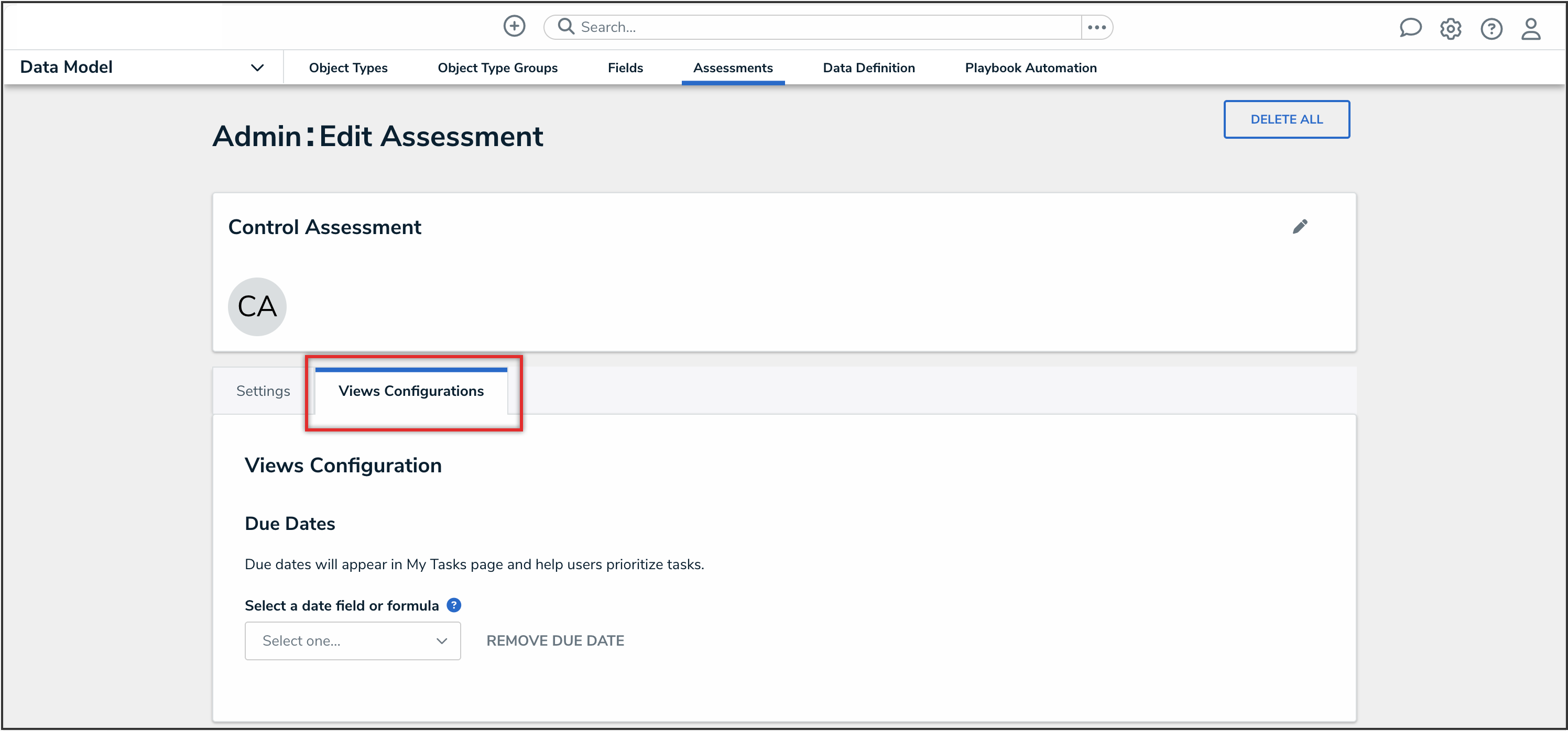 Views Configuration Tab