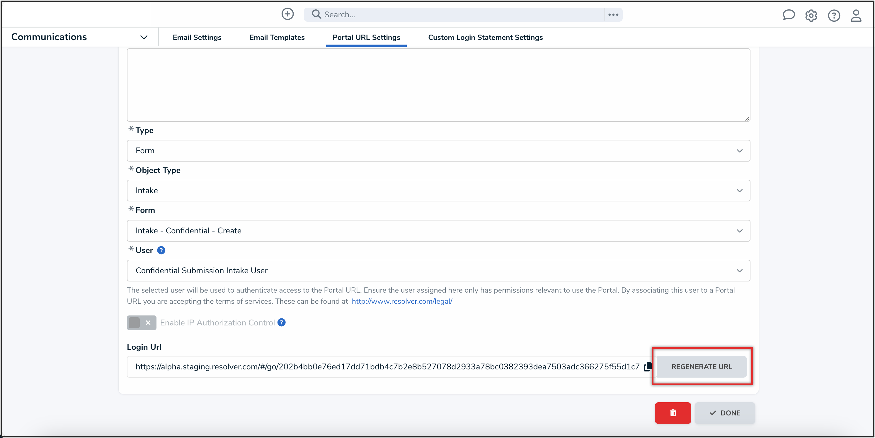 Regenerate URL Button