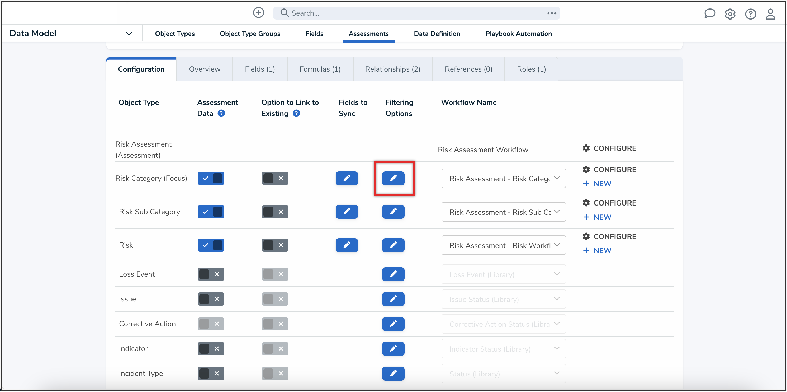Edit Filtering Options Icon