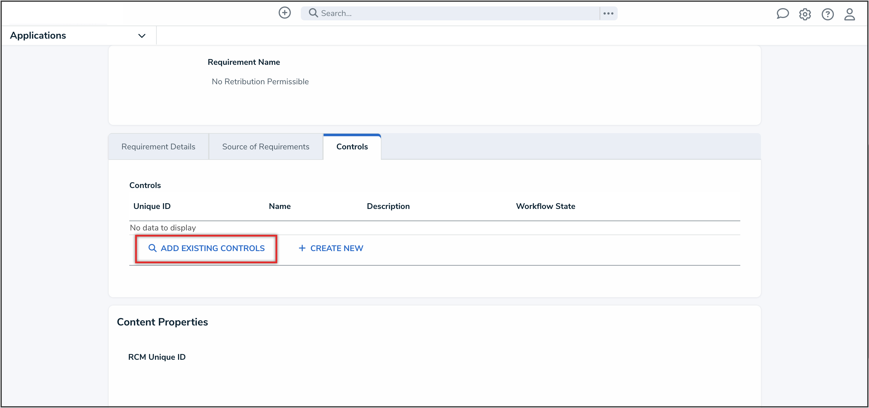 Add Existing Controls Link