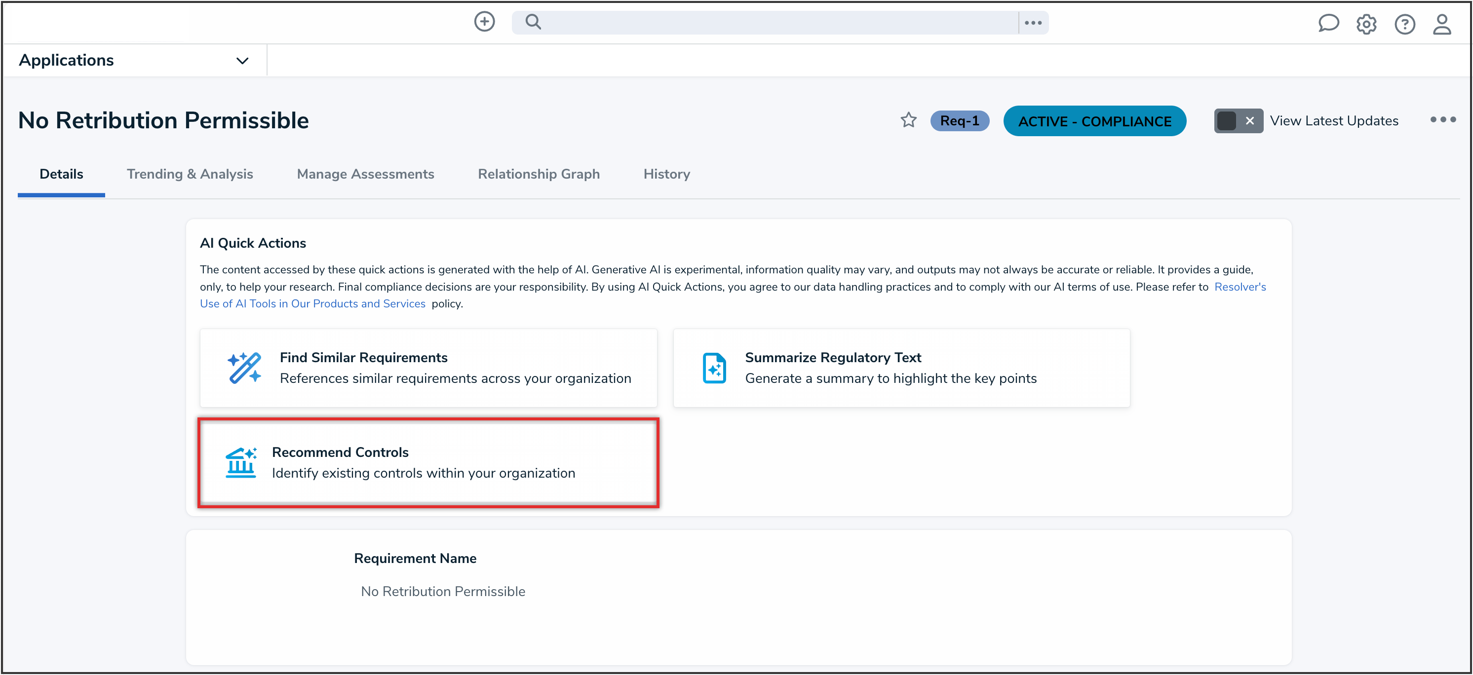 Recommend Controls Button