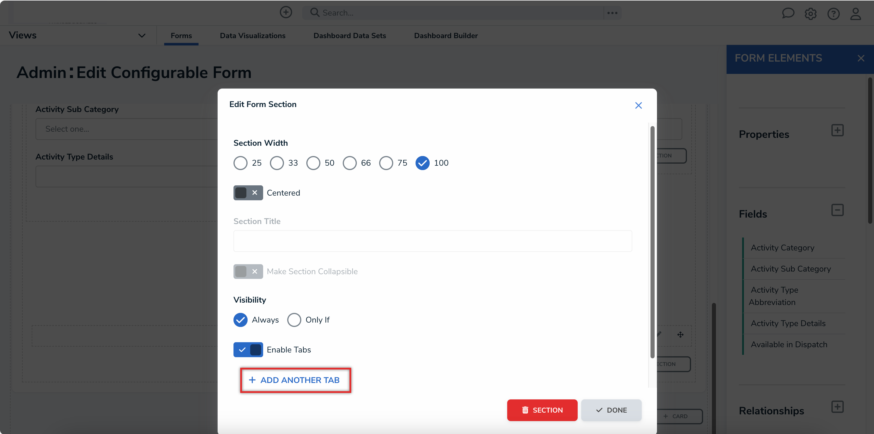 Add Another Tab Link