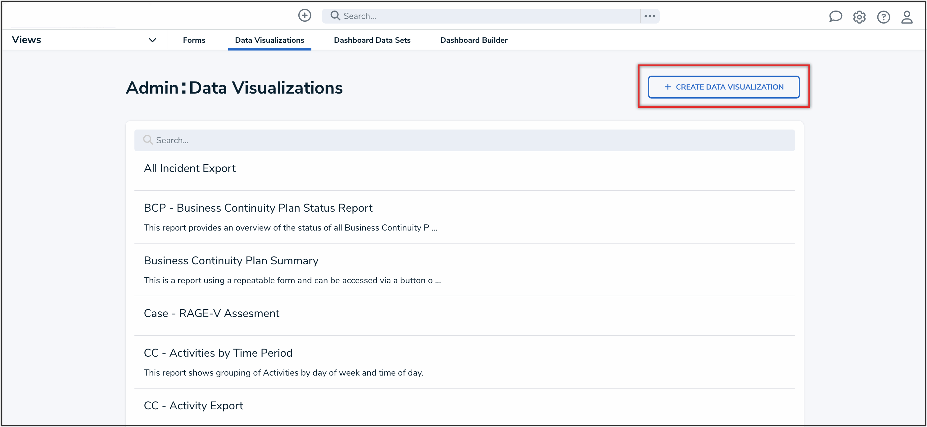 Create Data Visualization Button