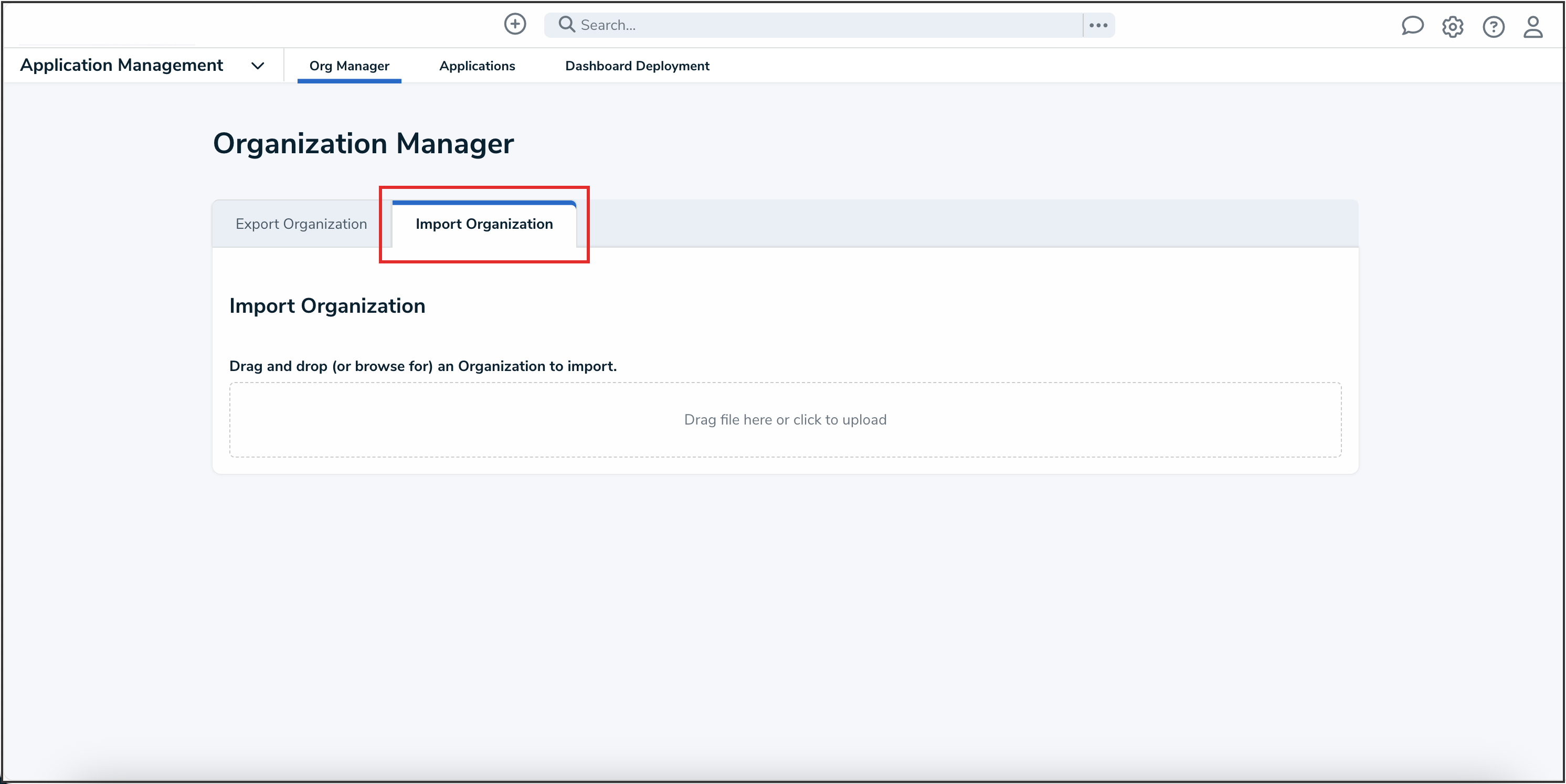 Import Organization Tab