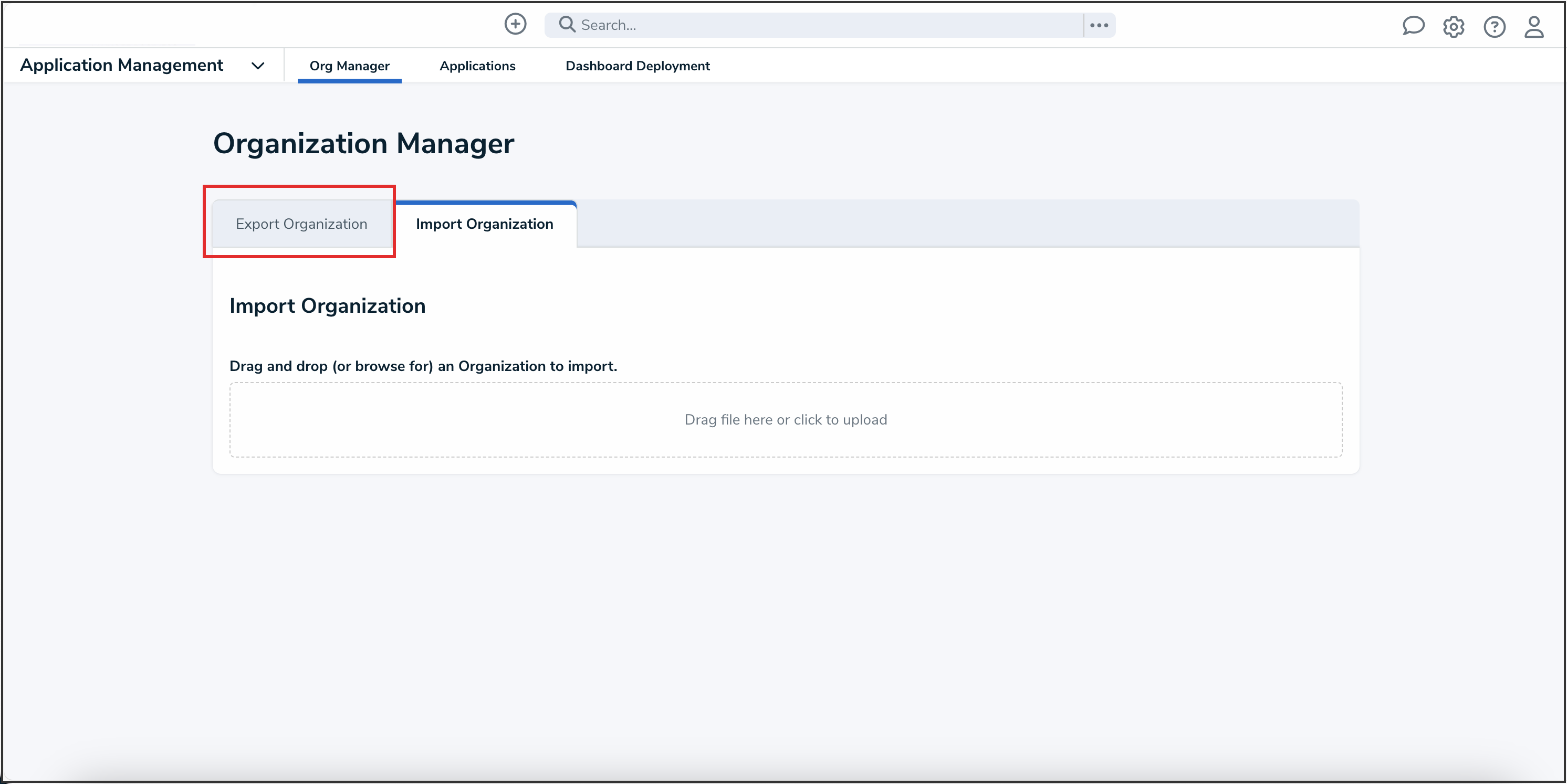 Export Organization Tab