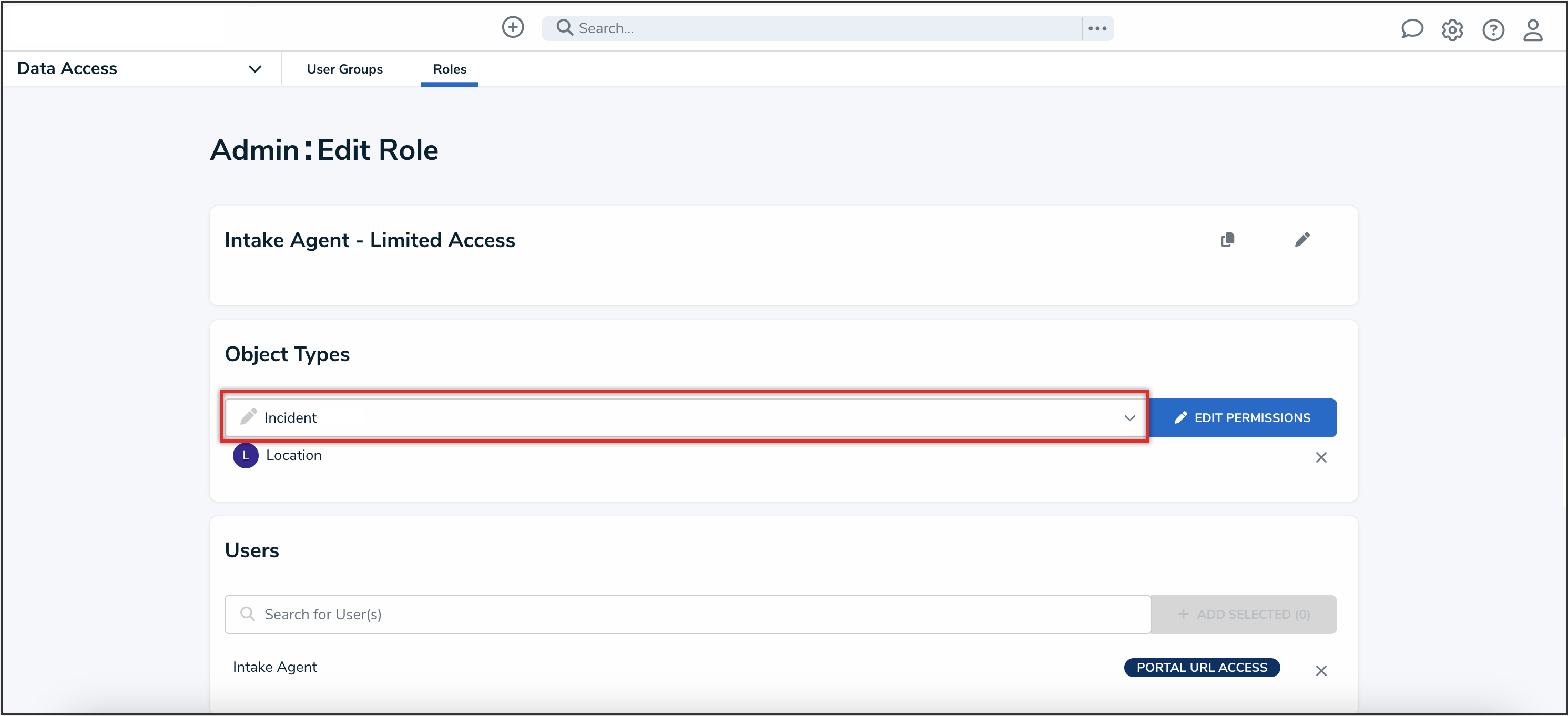 Object Types Dropdown