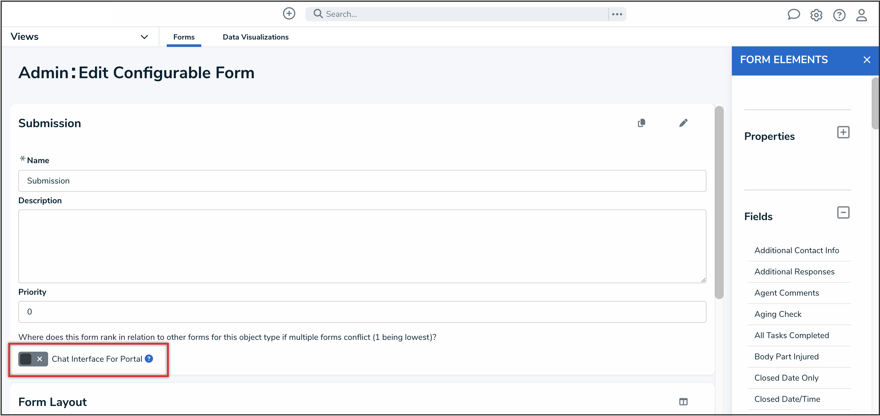 Chat Interface For Portal Toggle