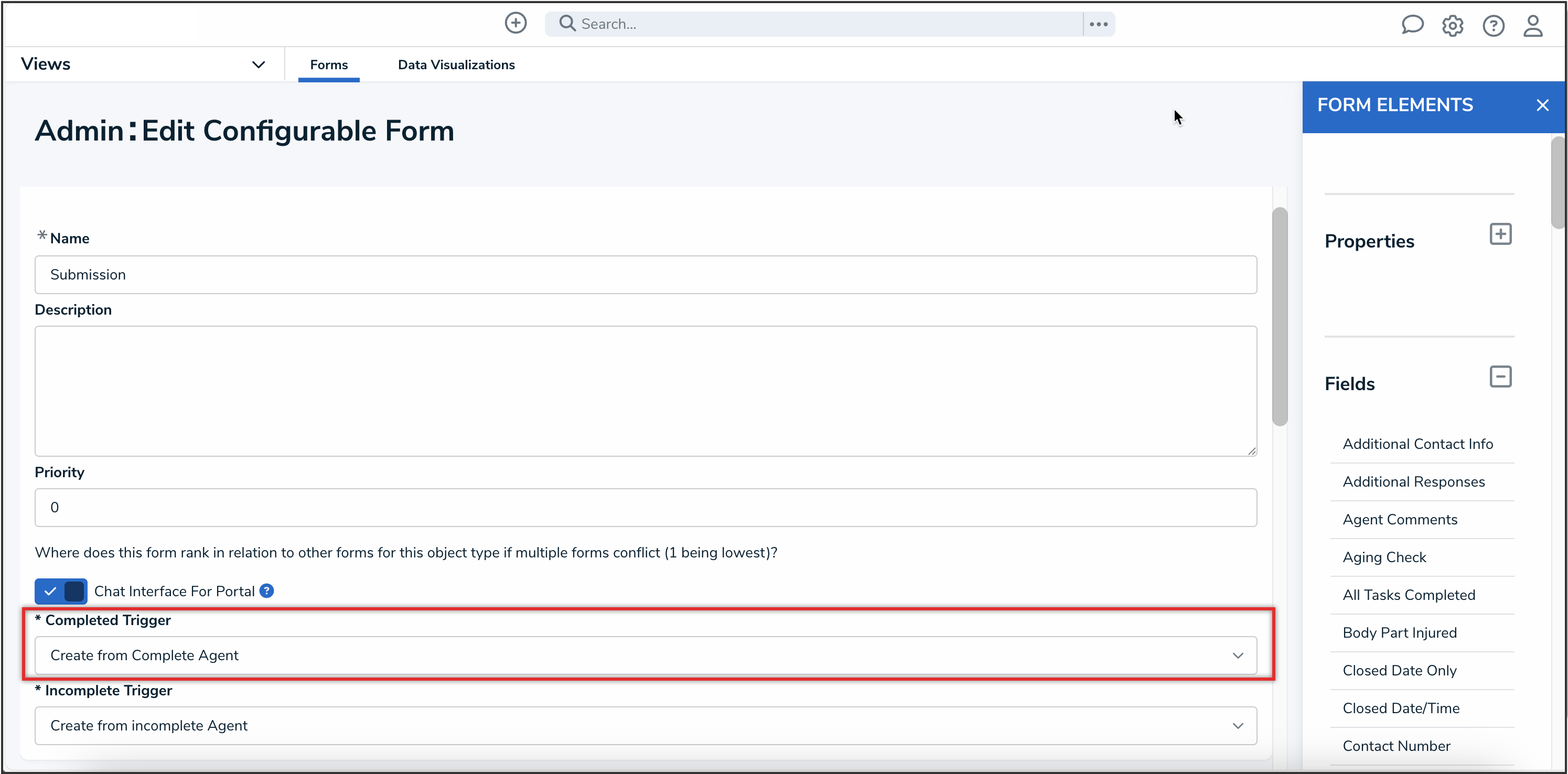 Completed Trigger Dropdown