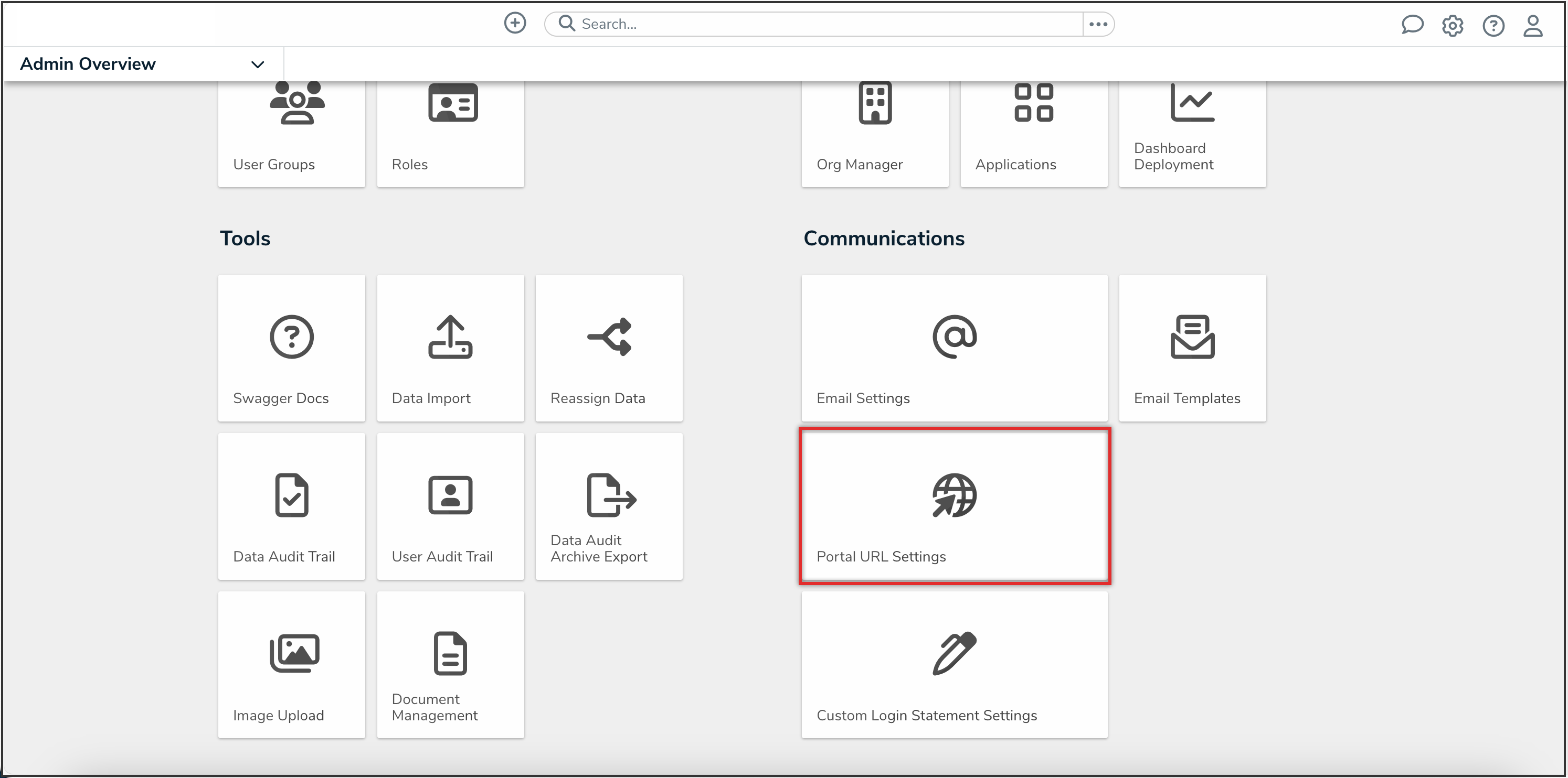 Portal URL Settings Tile
