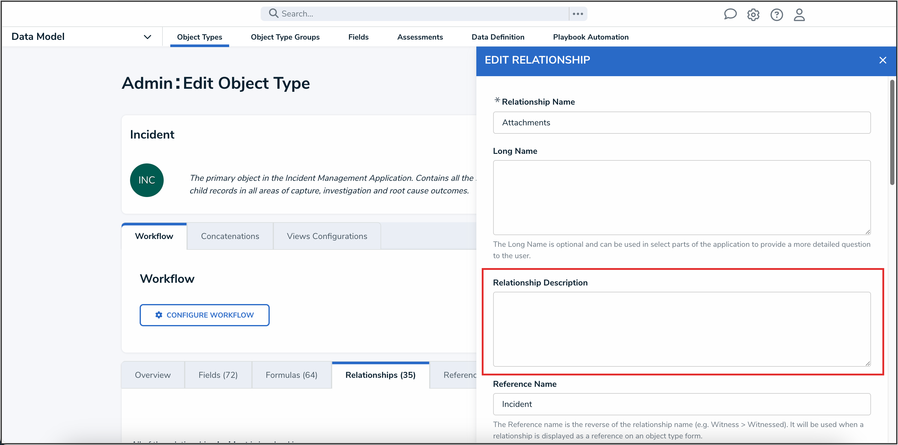 Relationship Description Field