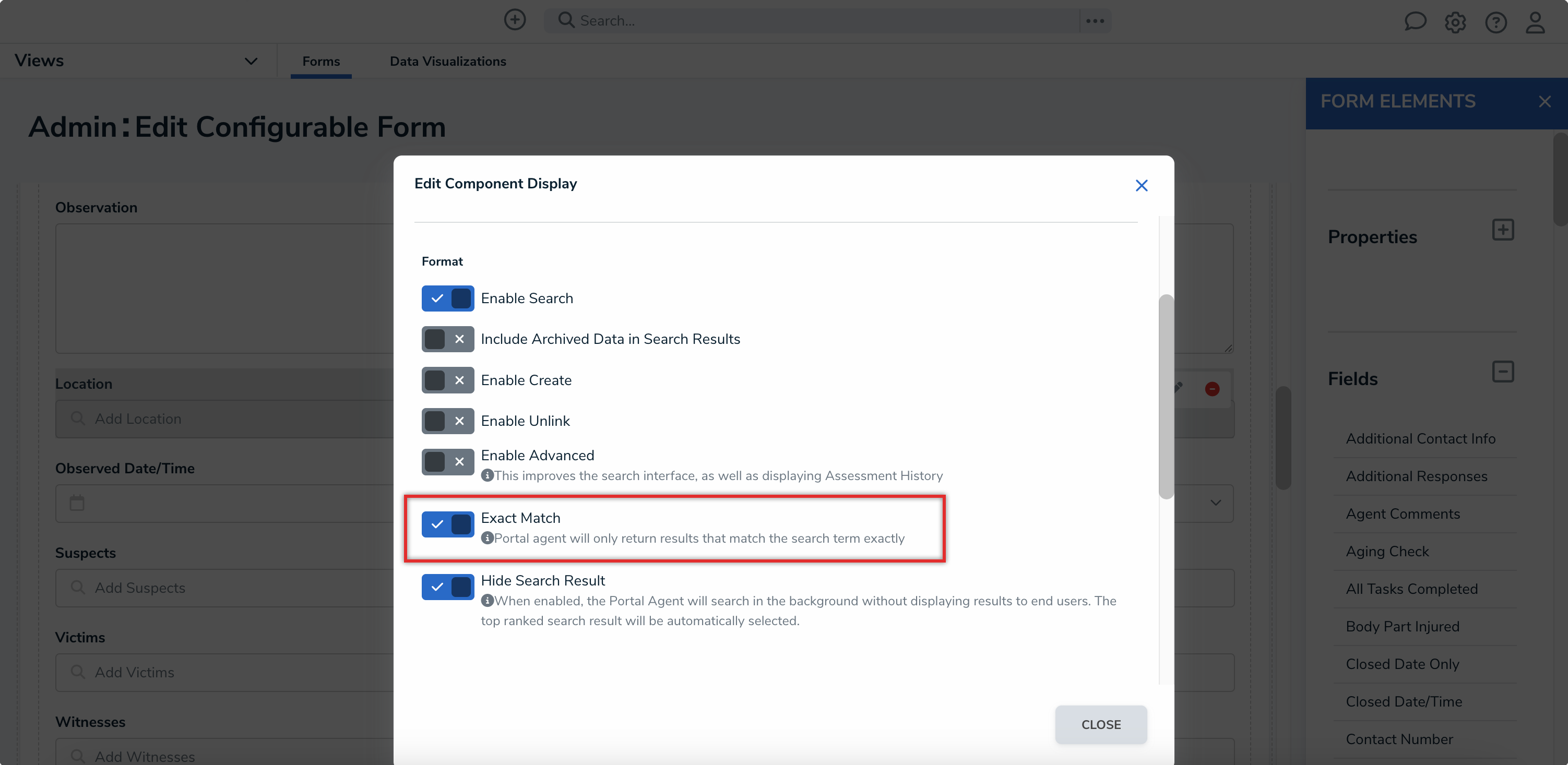 Exact Match Toggle Switch