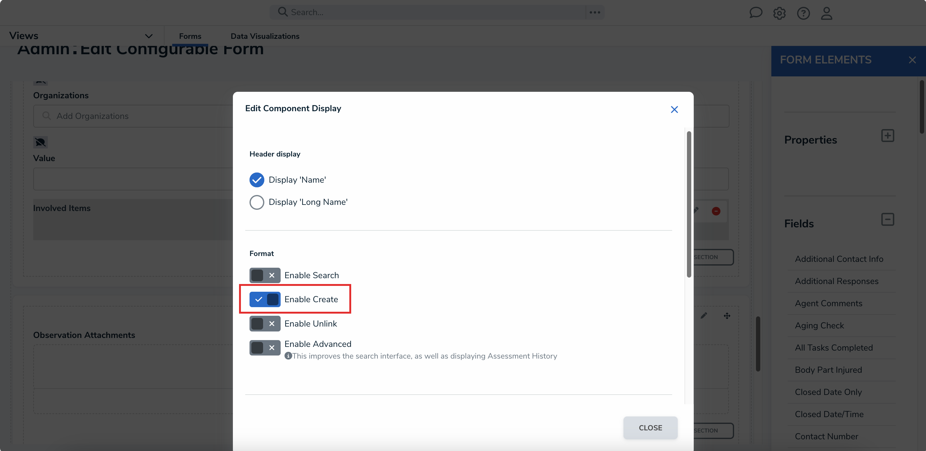 Enable Create Toggle Switch
