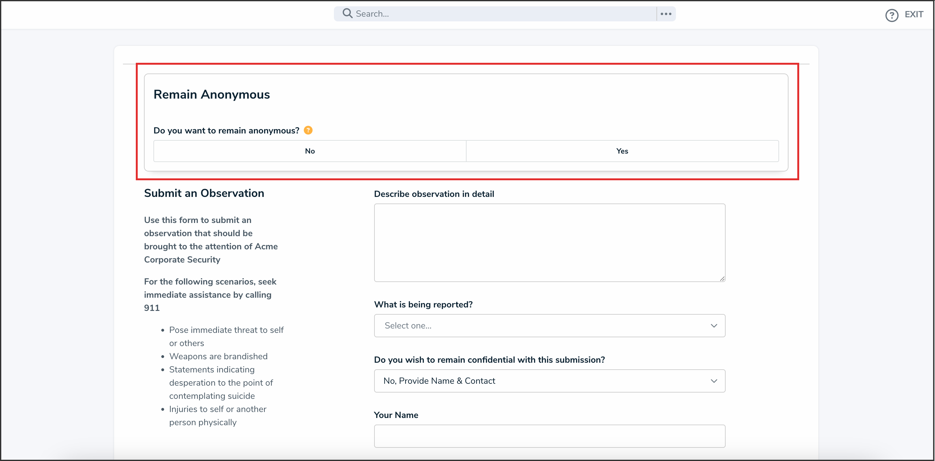Remain Anonymous Section