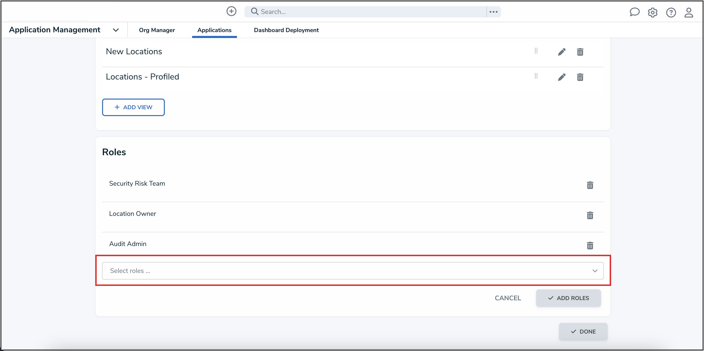 Select Roles Dropdown