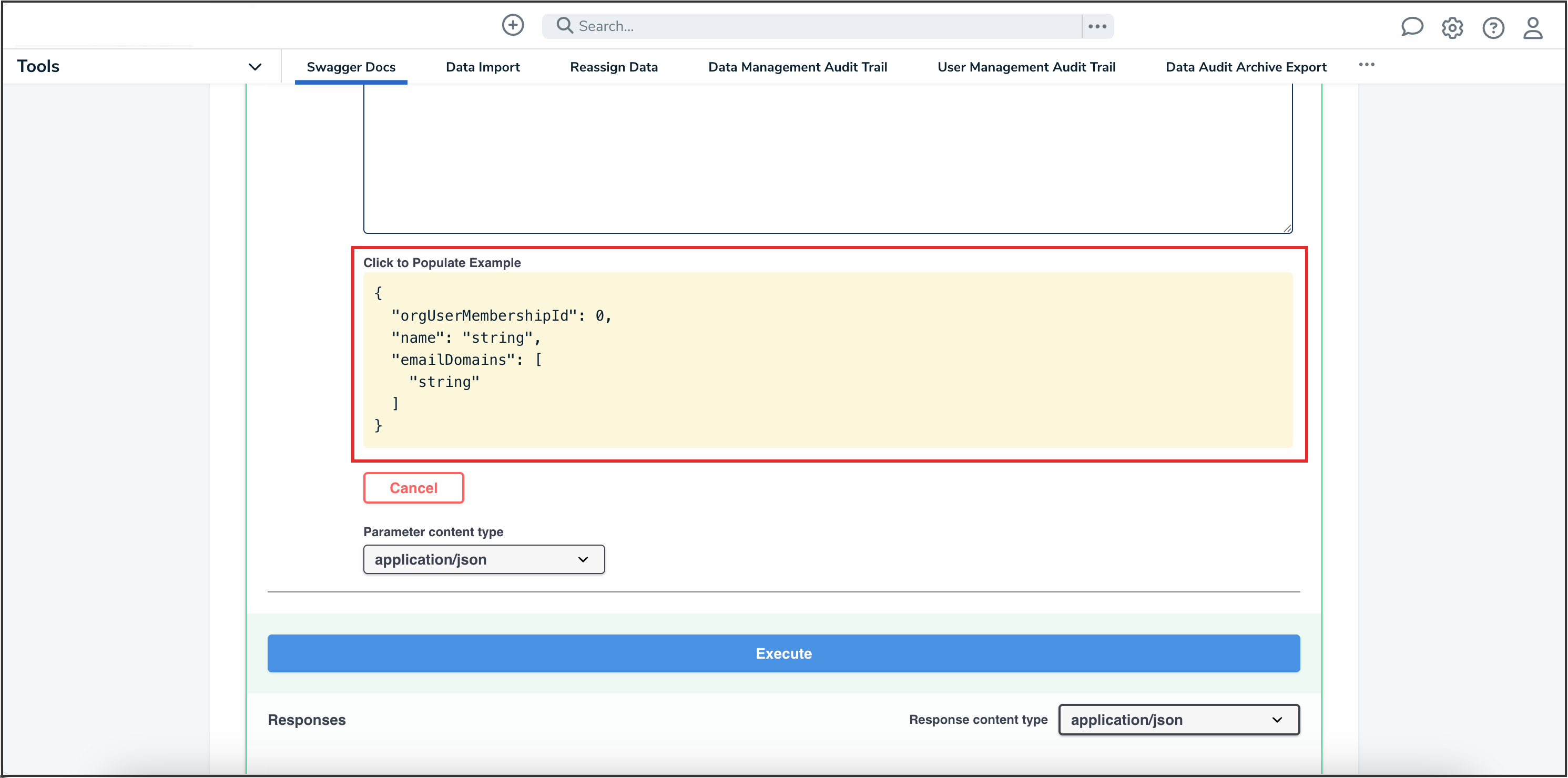 Click to Populate Example Box