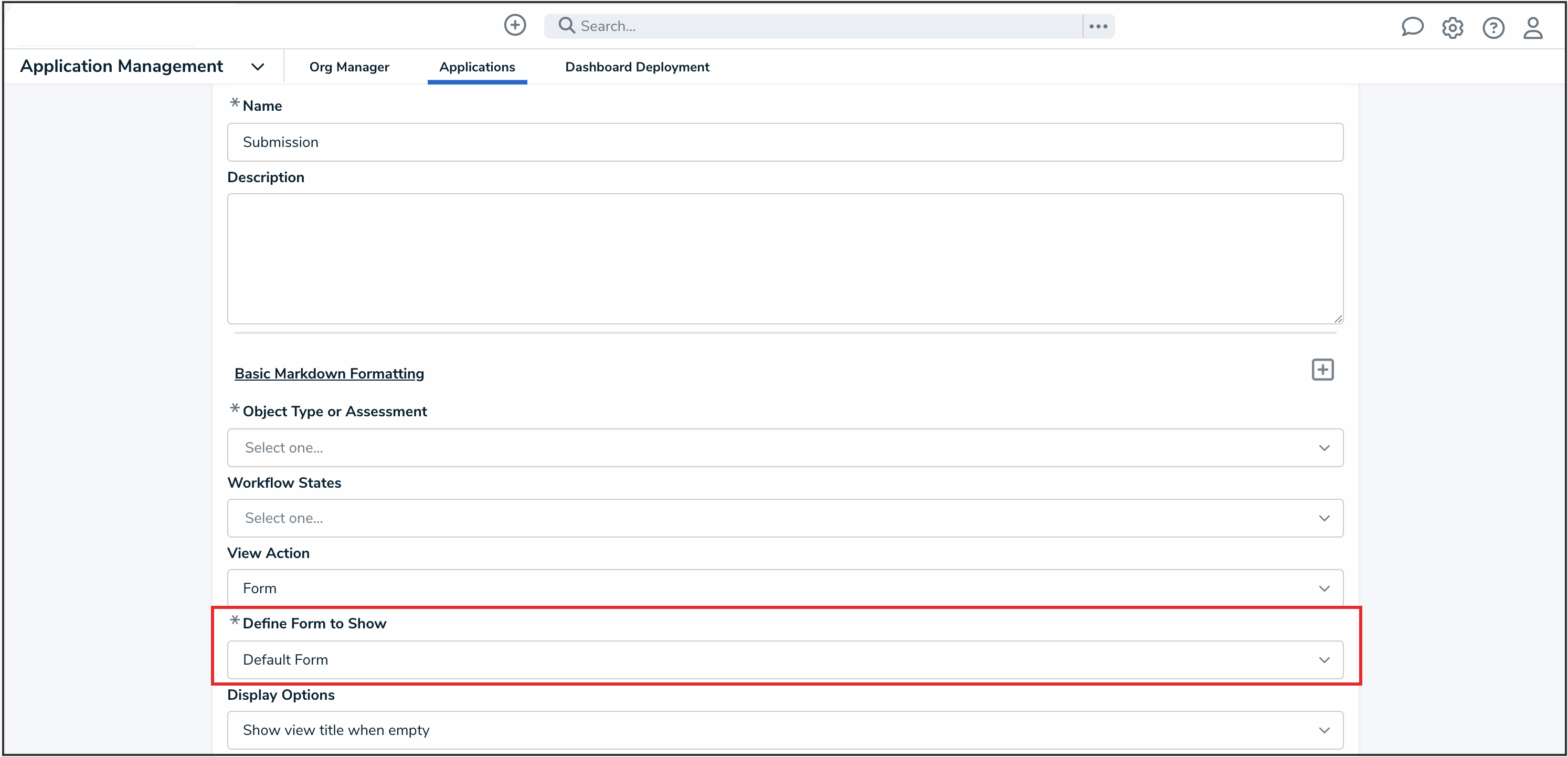 Define Form to Show Dropdown