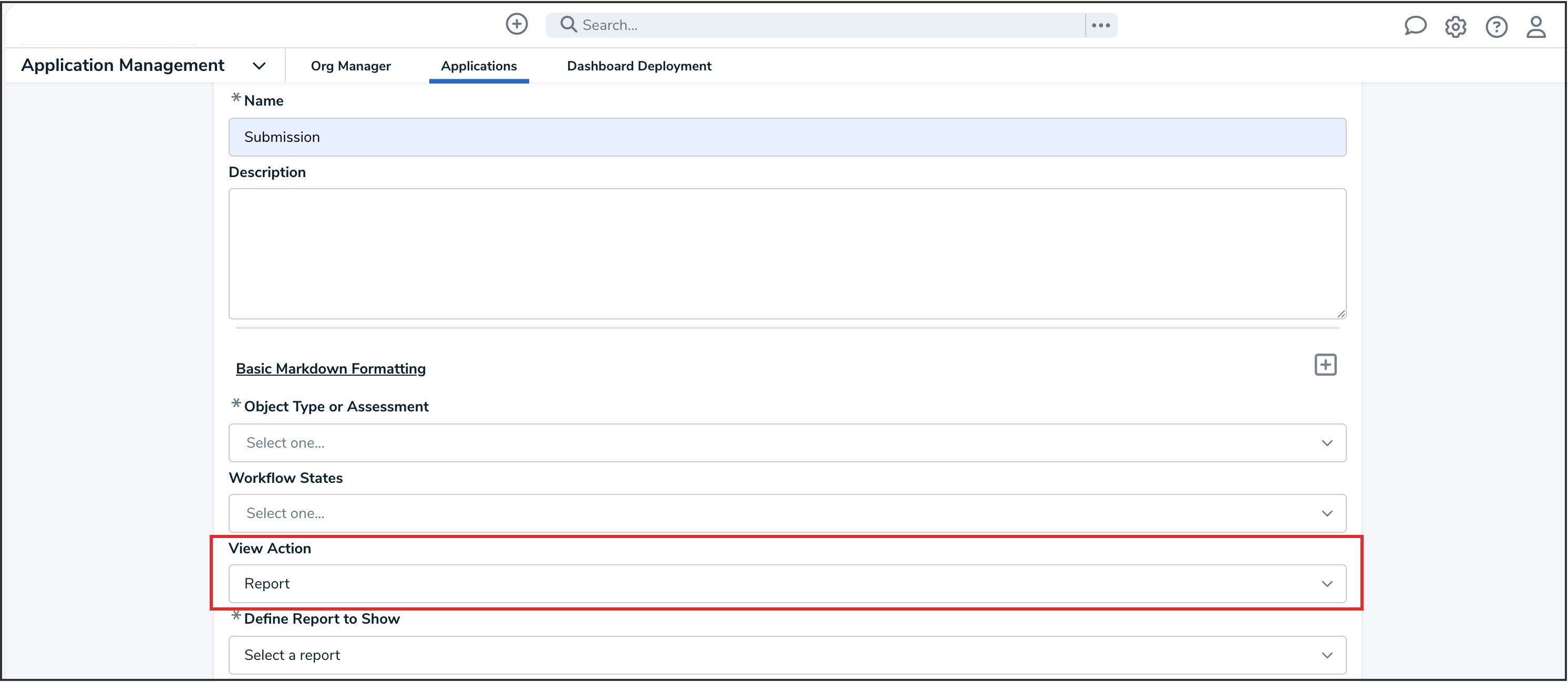 View Action Dropdown