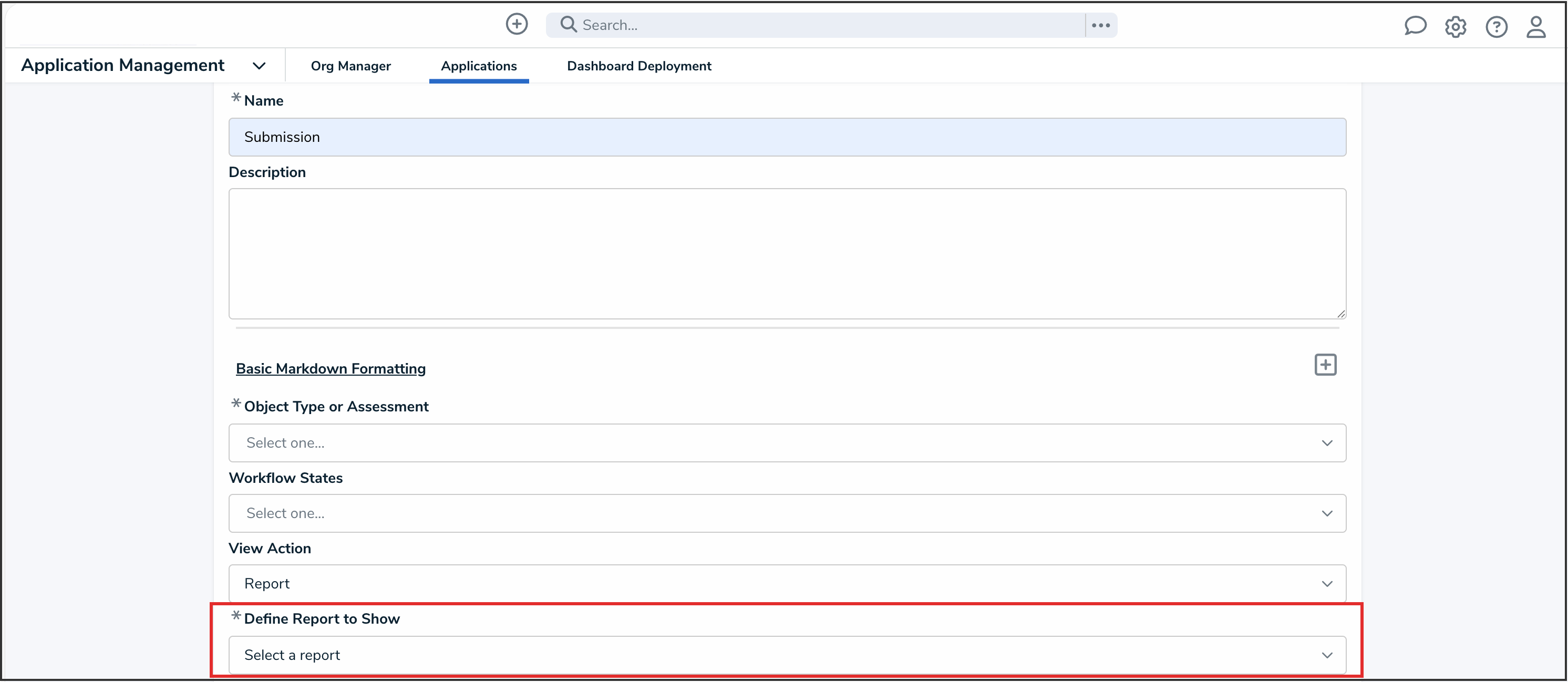 Define Report to Show Dropdown
