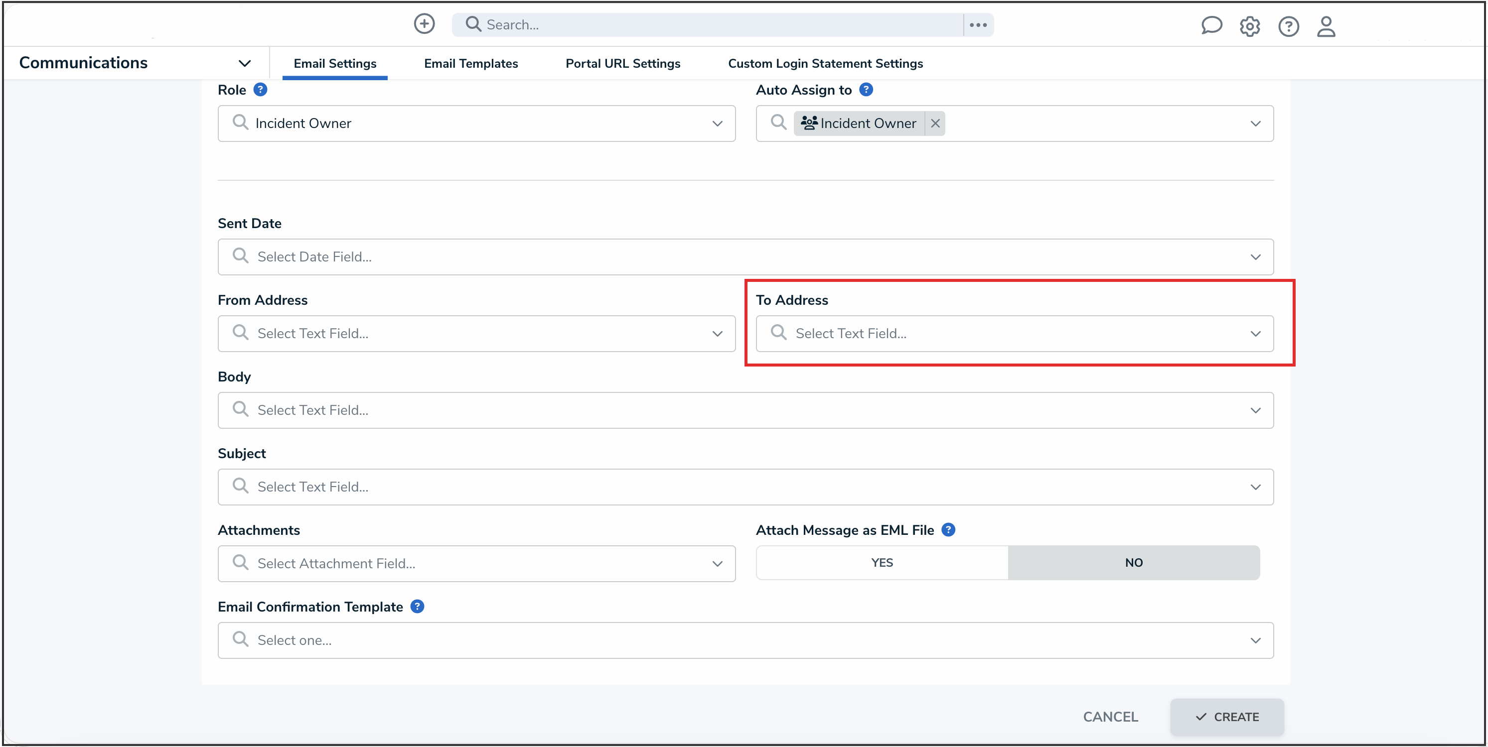 To Address Dropdown Menu