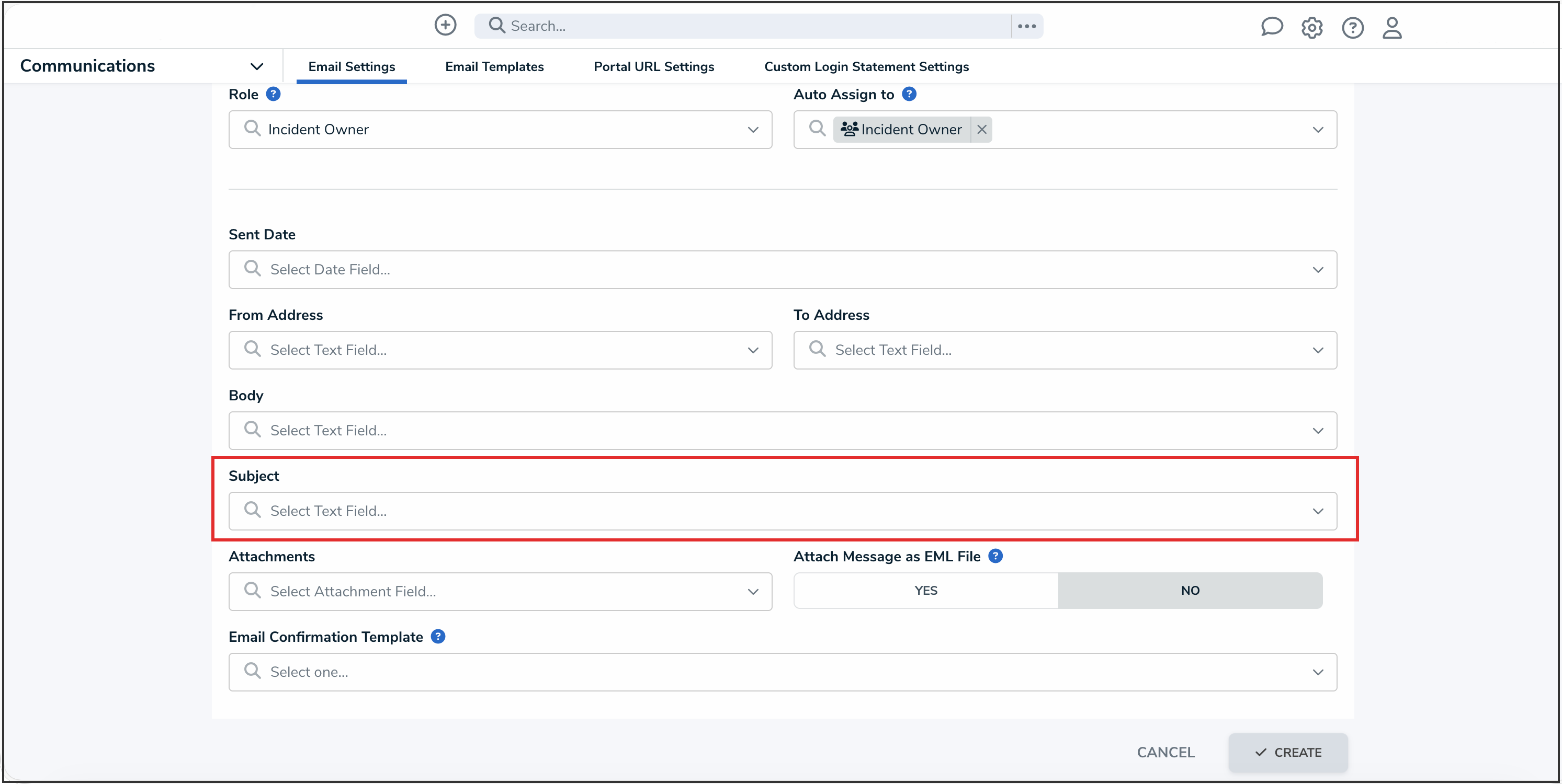 Subject Dropdown Menu