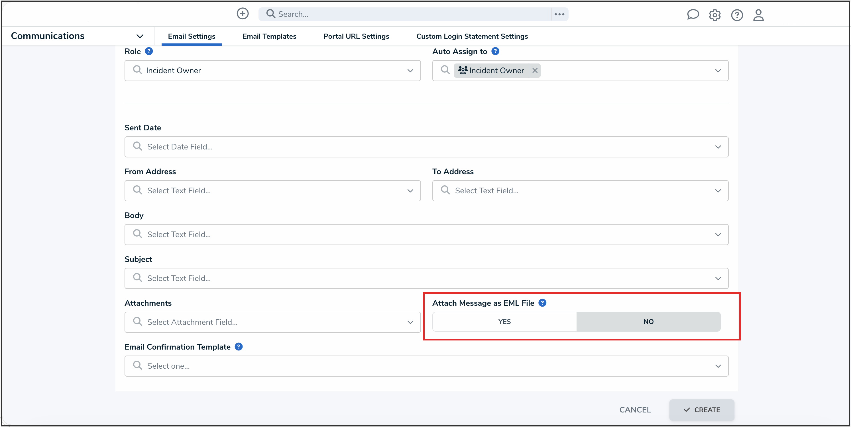 Attach Message as EML File Field