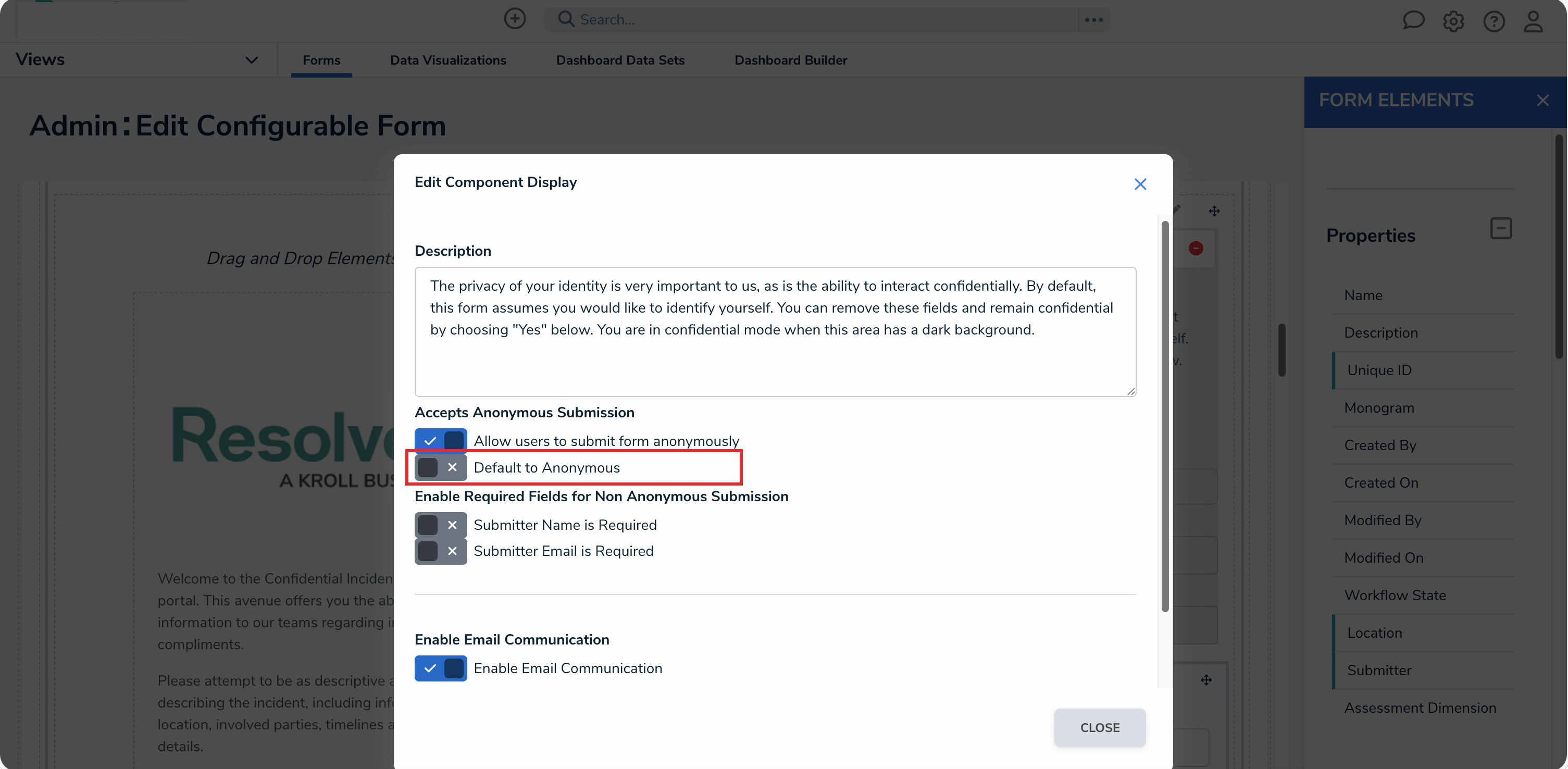 Default to Anonymous Toggle Switch